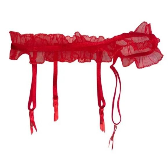 Victoria's Secret Designer Garter Belt Red Ruffle Tulle Beautiful Women XS-Small - Picture 2 of 5